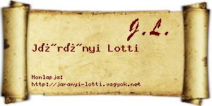 Járányi Lotti névjegykártya